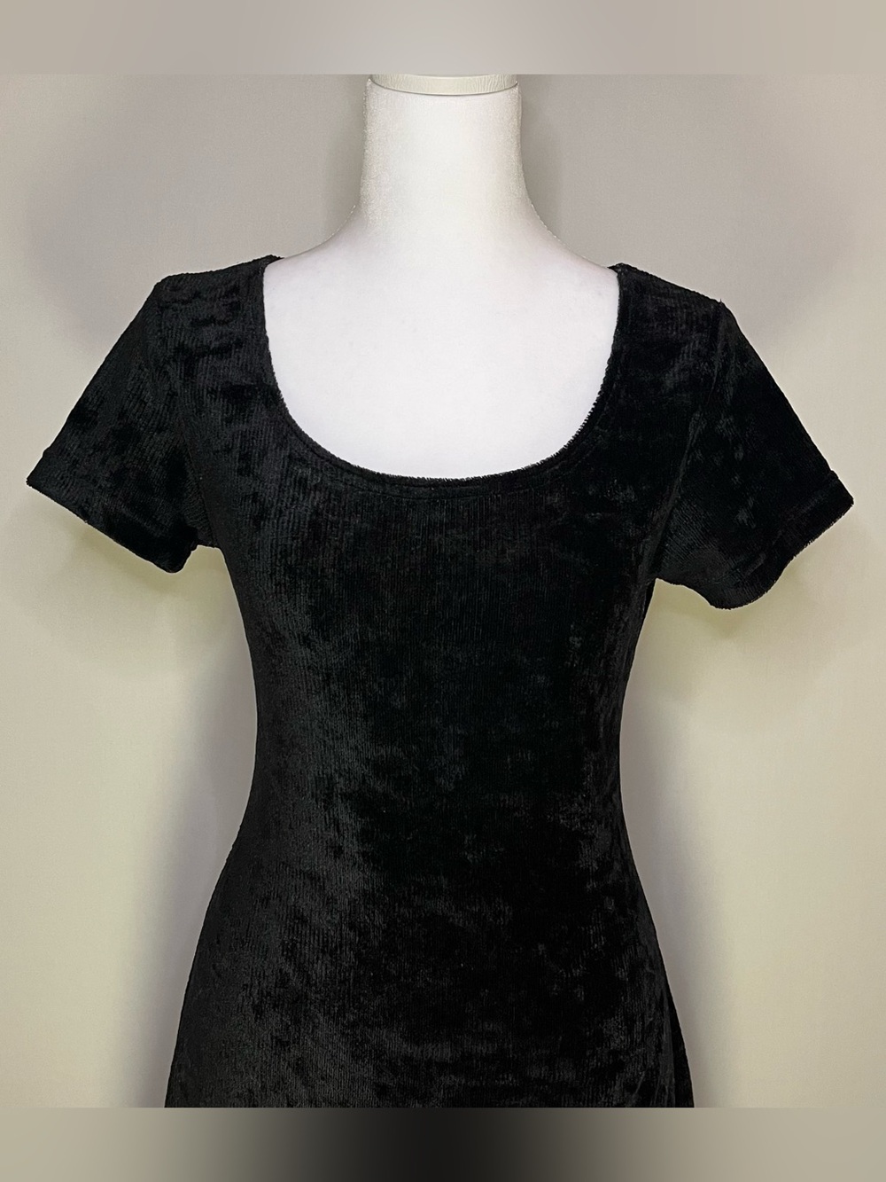 Vintage All That Jazz 90’s Goth Ribbed Velvet Short Sleeve Mini Dress Women’s M - Picture 3 of 6